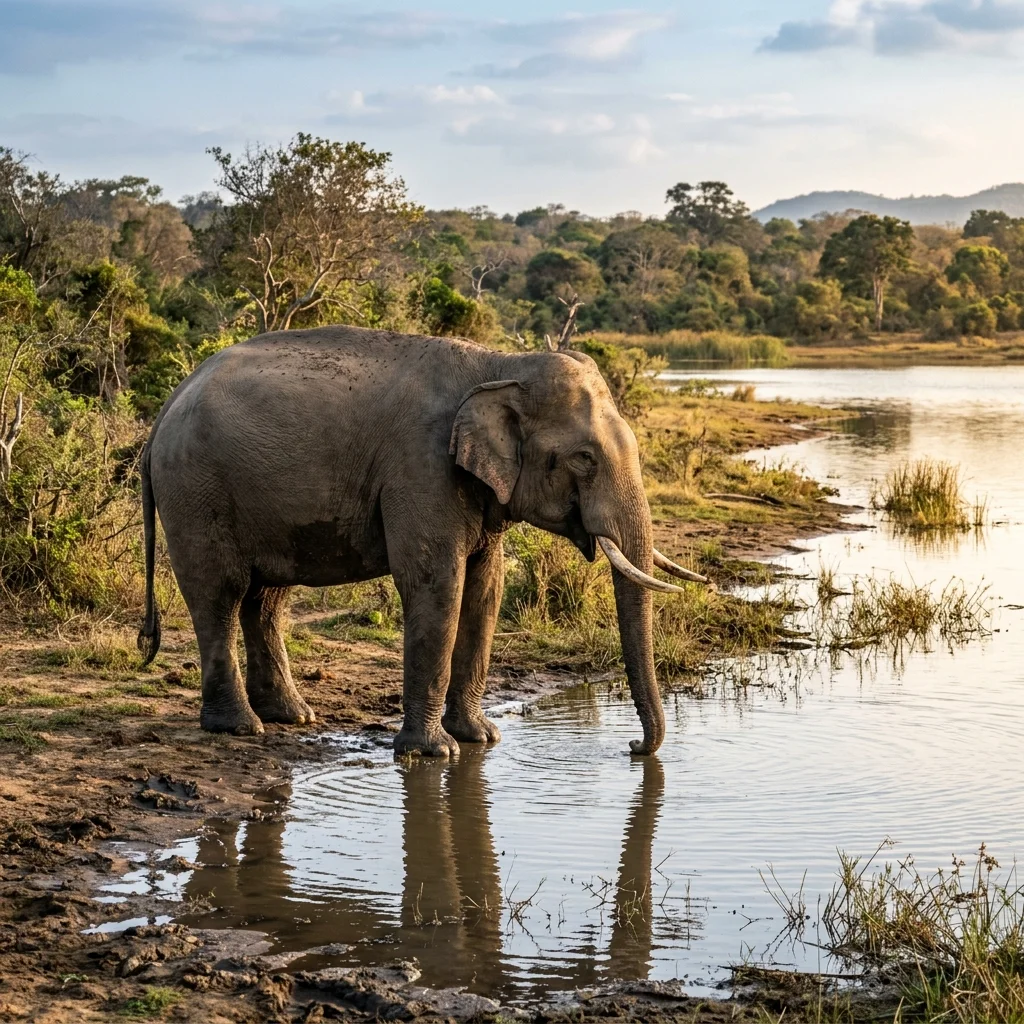 Sri Lankan elephant in its natural habitat